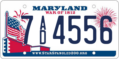 MD license plate 7AD4556