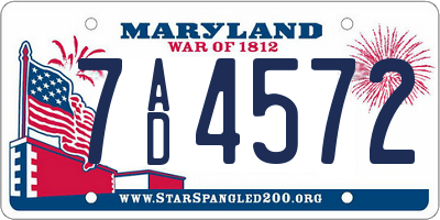 MD license plate 7AD4572
