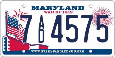 MD license plate 7AD4575