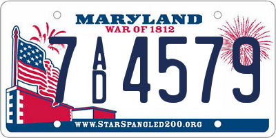 MD license plate 7AD4579