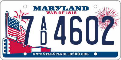 MD license plate 7AD4602