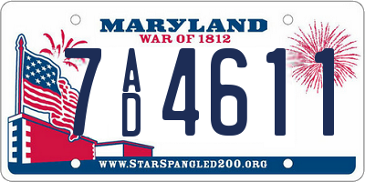 MD license plate 7AD4611