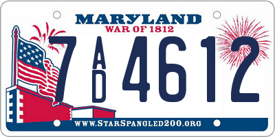 MD license plate 7AD4612