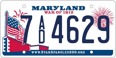 MD license plate 7AD4629