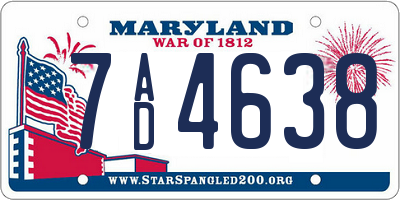 MD license plate 7AD4638
