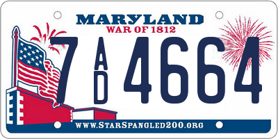 MD license plate 7AD4664