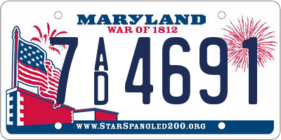 MD license plate 7AD4691