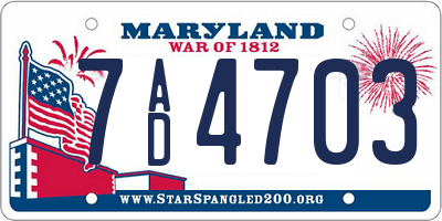 MD license plate 7AD4703