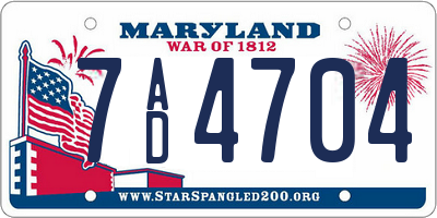 MD license plate 7AD4704