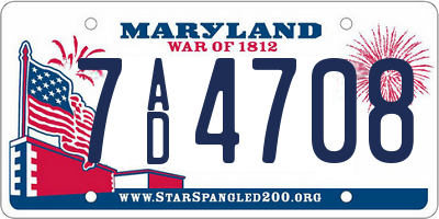 MD license plate 7AD4708