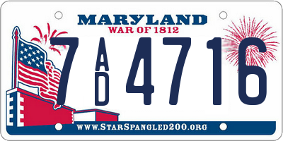 MD license plate 7AD4716