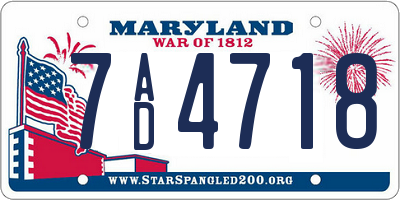 MD license plate 7AD4718