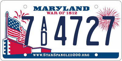 MD license plate 7AD4727