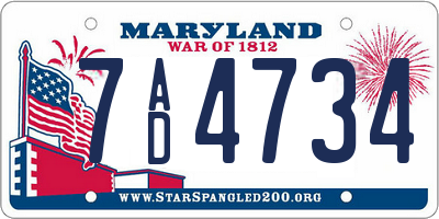 MD license plate 7AD4734