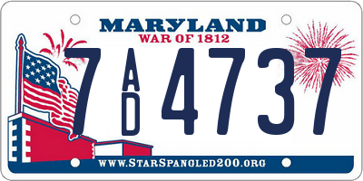 MD license plate 7AD4737