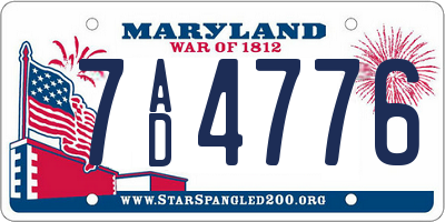 MD license plate 7AD4776