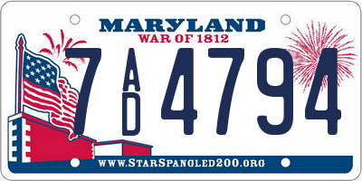 MD license plate 7AD4794