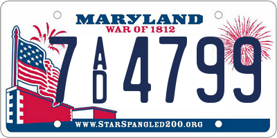 MD license plate 7AD4799
