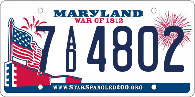 MD license plate 7AD4802