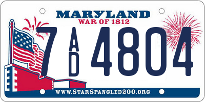 MD license plate 7AD4804