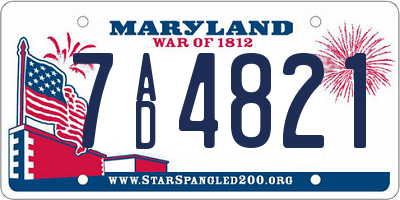 MD license plate 7AD4821