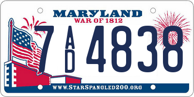 MD license plate 7AD4838