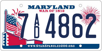 MD license plate 7AD4862