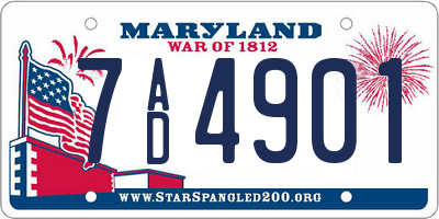 MD license plate 7AD4901