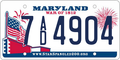 MD license plate 7AD4904