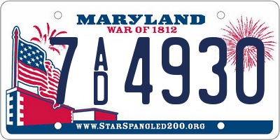 MD license plate 7AD4930