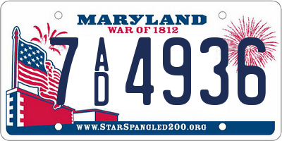 MD license plate 7AD4936