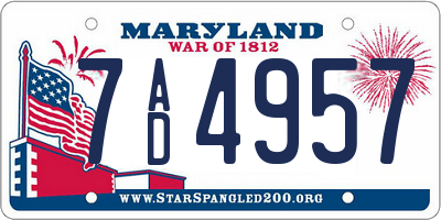 MD license plate 7AD4957