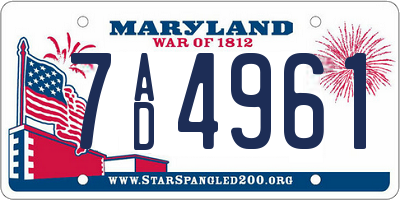 MD license plate 7AD4961