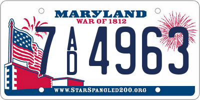 MD license plate 7AD4963