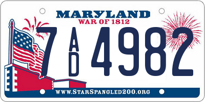 MD license plate 7AD4982