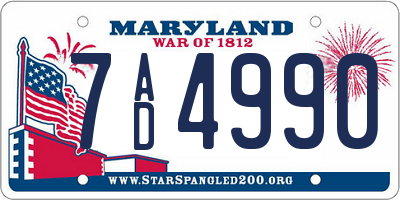 MD license plate 7AD4990