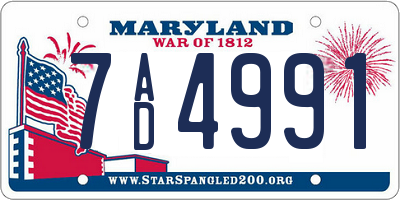 MD license plate 7AD4991