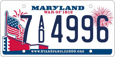 MD license plate 7AD4996