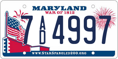 MD license plate 7AD4997
