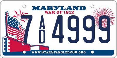 MD license plate 7AD4999