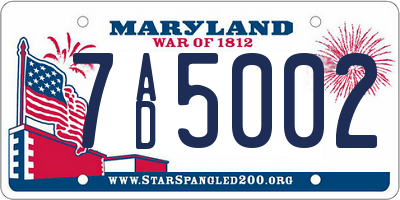 MD license plate 7AD5002