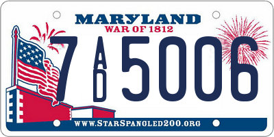MD license plate 7AD5006