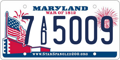 MD license plate 7AD5009