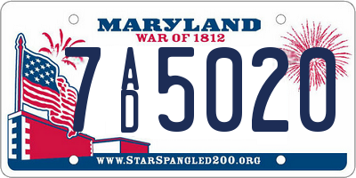 MD license plate 7AD5020