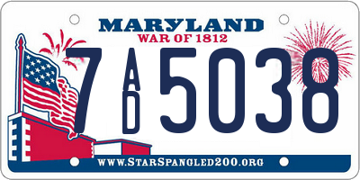 MD license plate 7AD5038