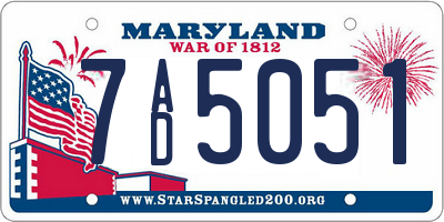 MD license plate 7AD5051