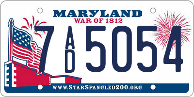 MD license plate 7AD5054