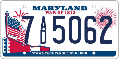 MD license plate 7AD5062