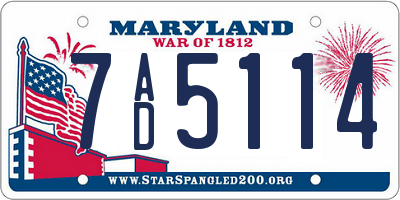 MD license plate 7AD5114