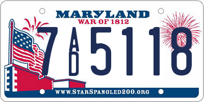 MD license plate 7AD5118
